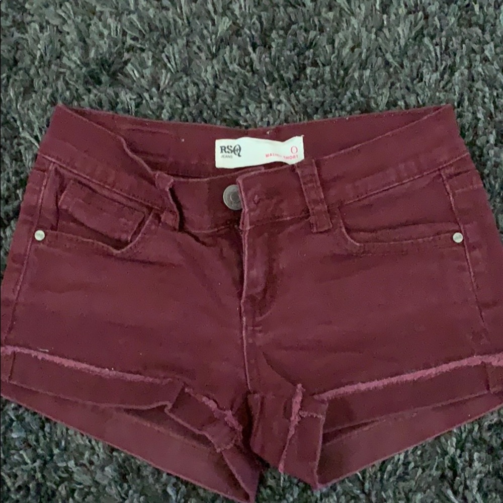 Burgundy Jean Shorts